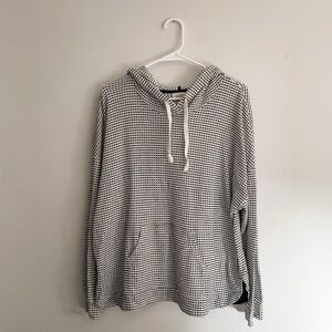 MELLODAY Black and White Striped Knit Hoodie. Size L